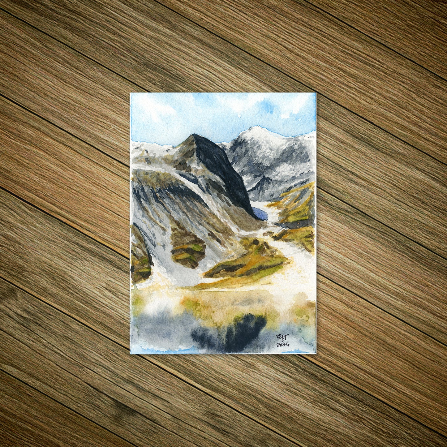 Glacier Bay National Park, Alaska Mountain Painting • Giclée Art Print from Watercolor Original (5"x7")
