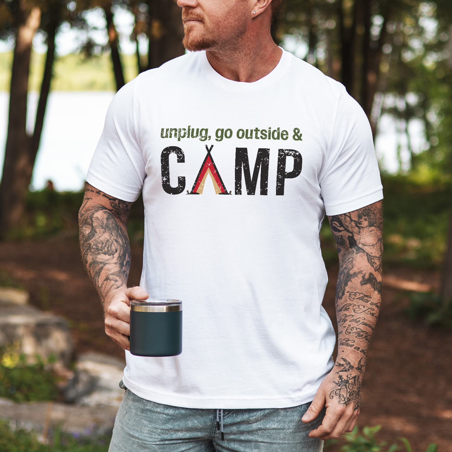 Unplug, Go Outside, & Camp • Short Sleeve Jersey T-Shirt