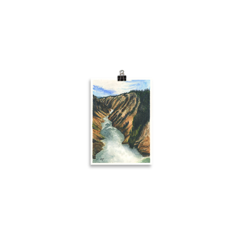 Yellowstone River at Lower Falls • Yellowstone National Park Painting • Giclée Art Print from Watercolor Original