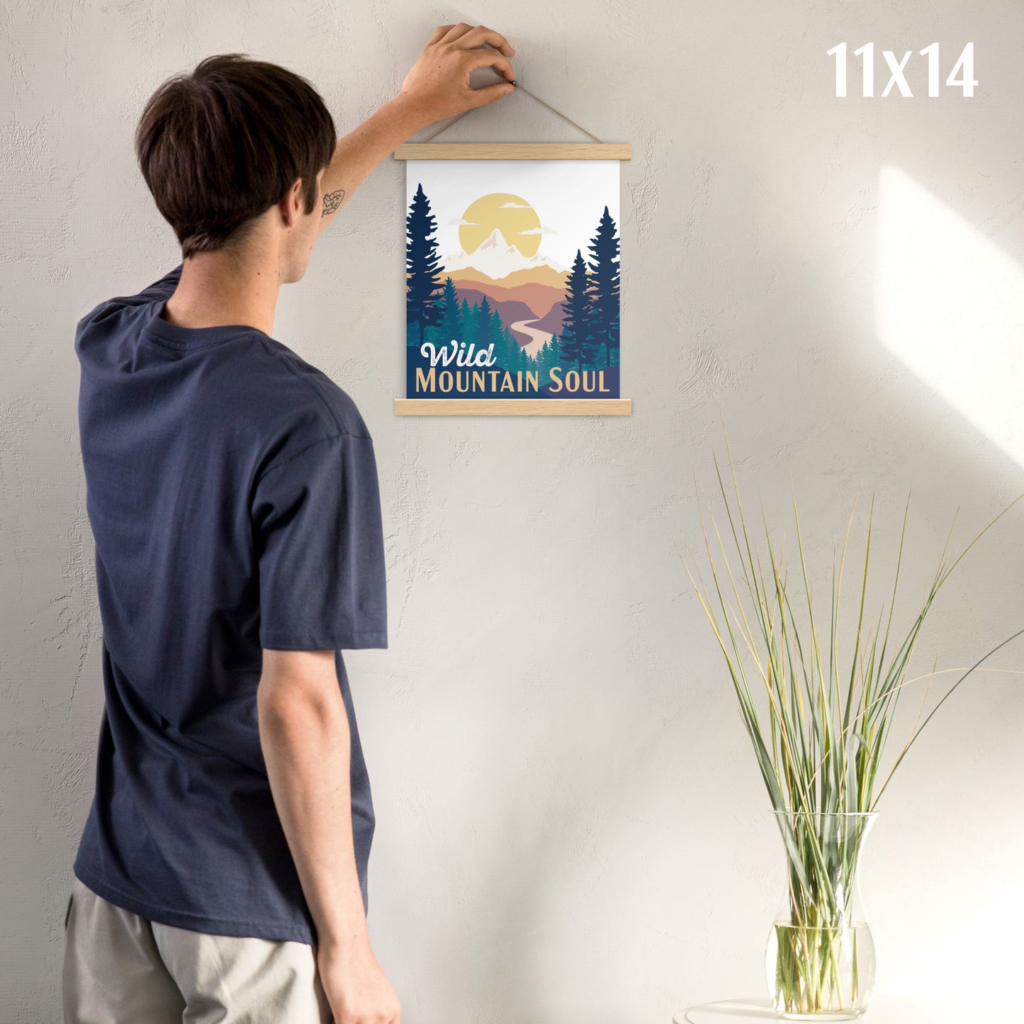 Wild Mountain Soul (Orange Text) • Poster with wood hangers