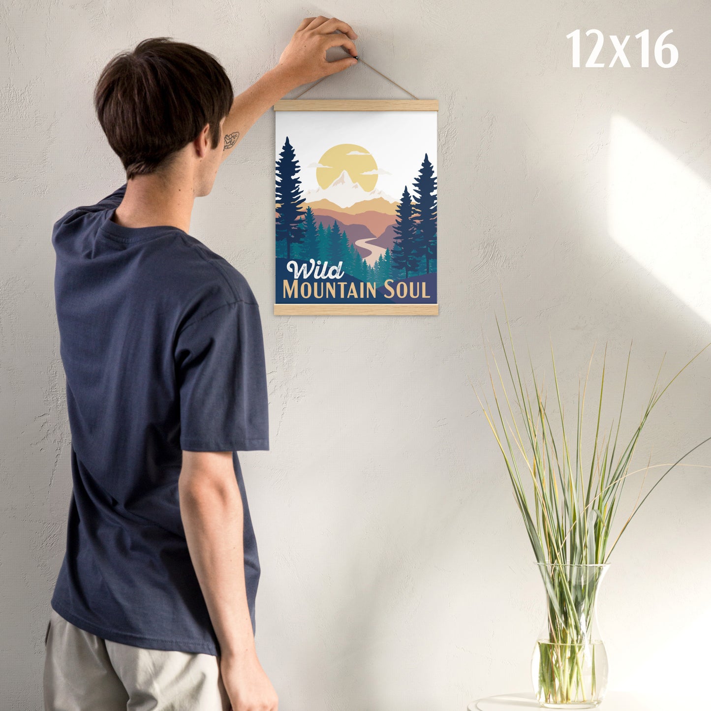 Wild Mountain Soul (Orange Text) • Poster with wood hangers