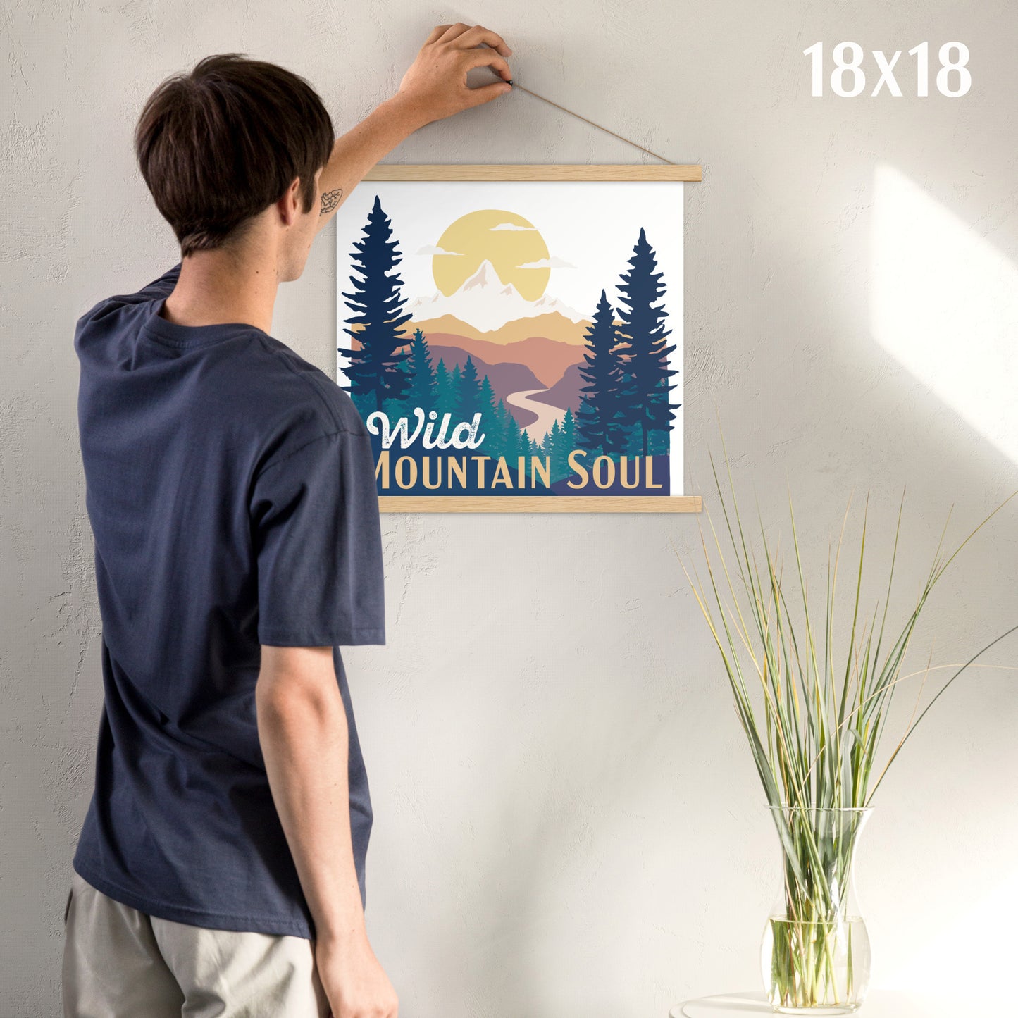 Wild Mountain Soul (Orange Text) • Poster with wood hangers