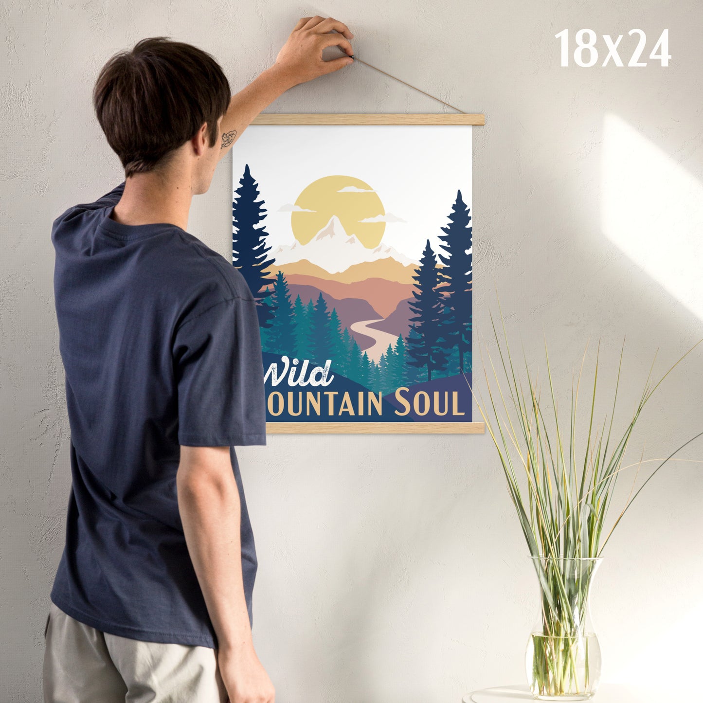 Wild Mountain Soul (Orange Text) • Poster with wood hangers