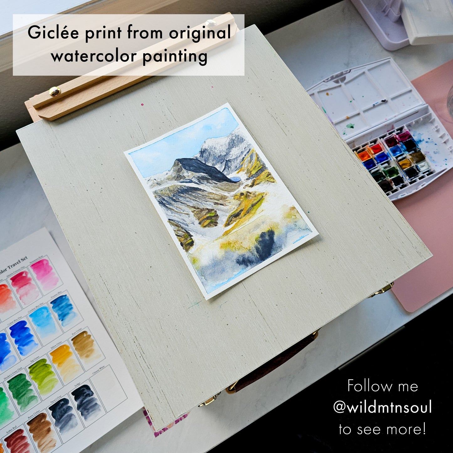 Glacier Bay National Park, Alaska Mountain Painting • Giclée Art Print from Watercolor Original (5"x7")