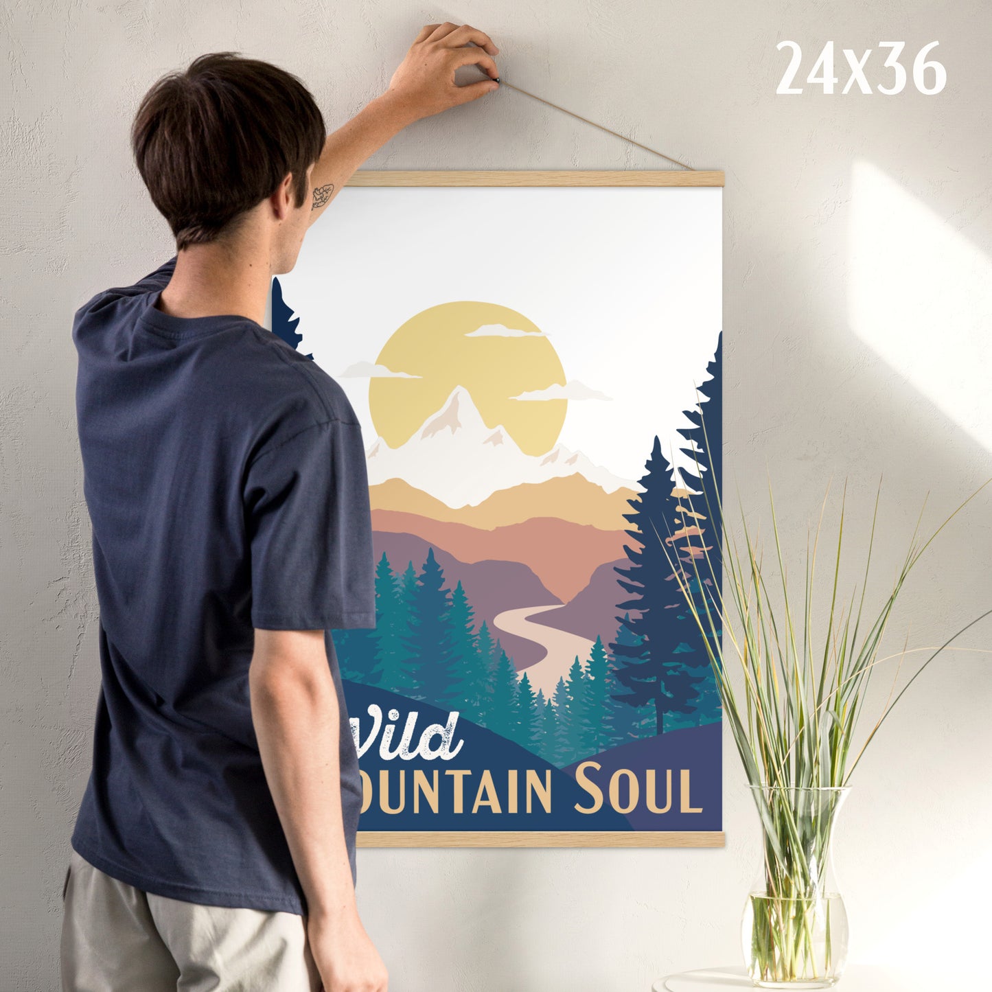 Wild Mountain Soul (Orange Text) • Poster with wood hangers