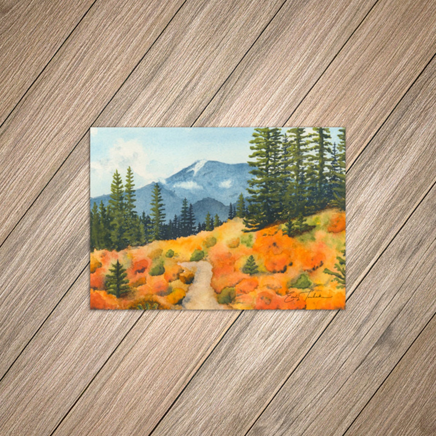 Mount Rainier National Park Trail through Autumn Colors • Giclée Art Print from Watercolor Original (5"x7", 8"x10")