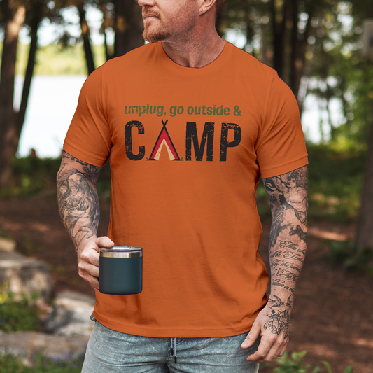 Unplug, Go Outside, & Camp • Short Sleeve Jersey T-Shirt