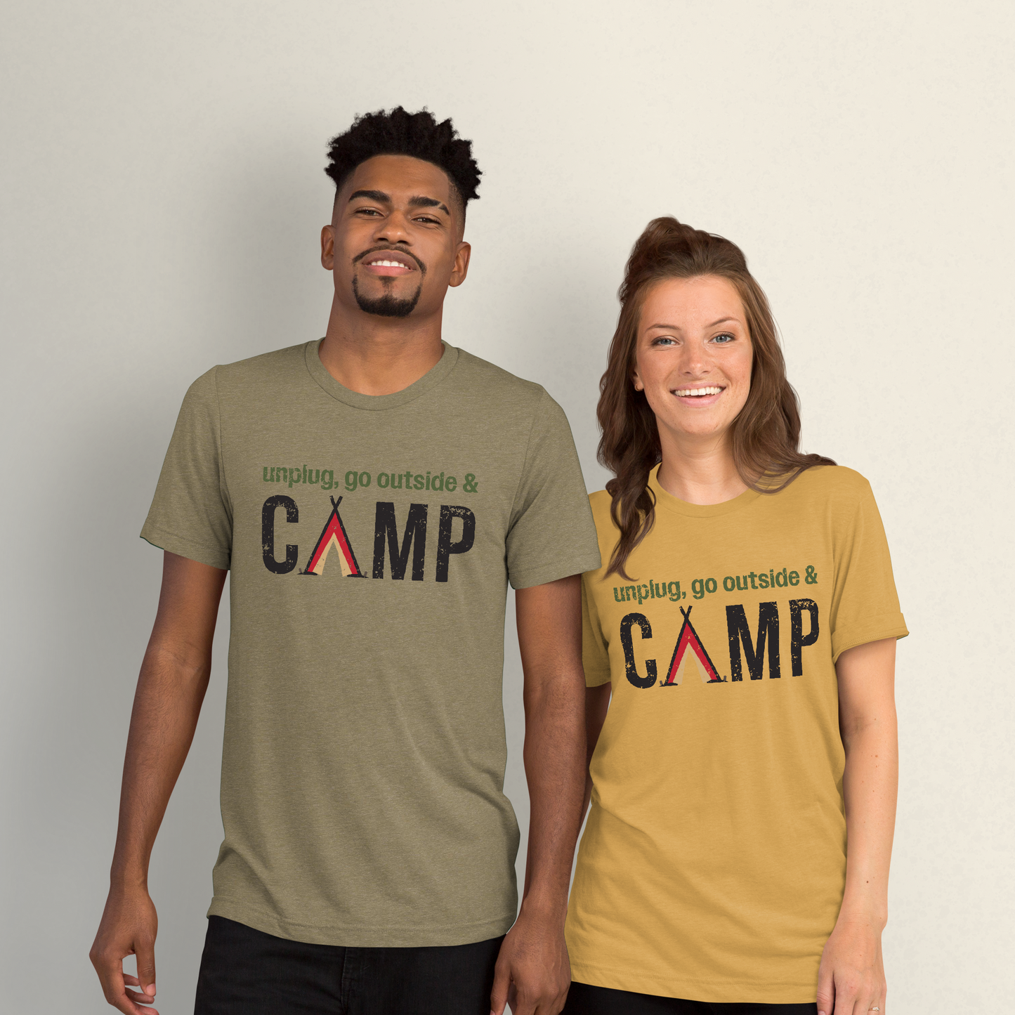 Unplug, Go Outside, & Camp • Tri-Blend Short Sleeve T-Shirt