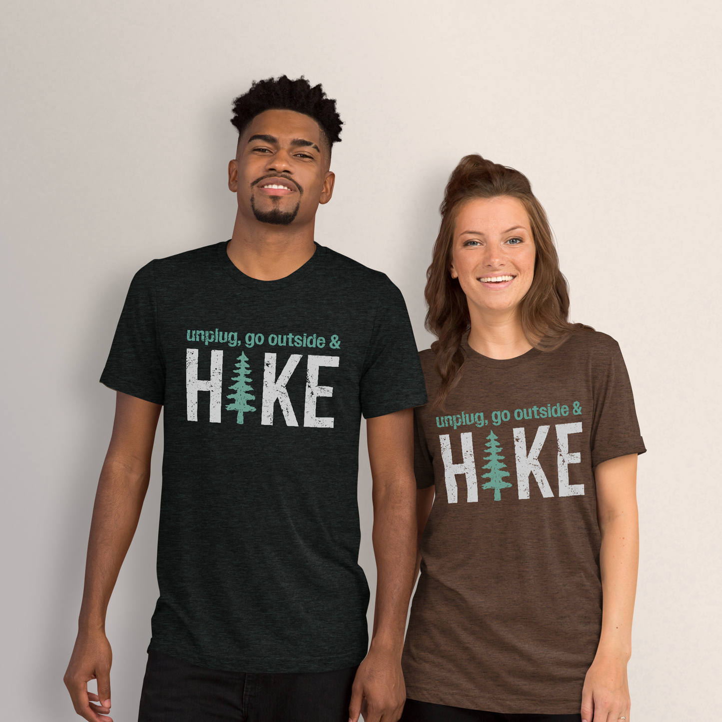 Unplug, Go Outside, & Hike • Tri-Blend Short Sleeve T-Shirt