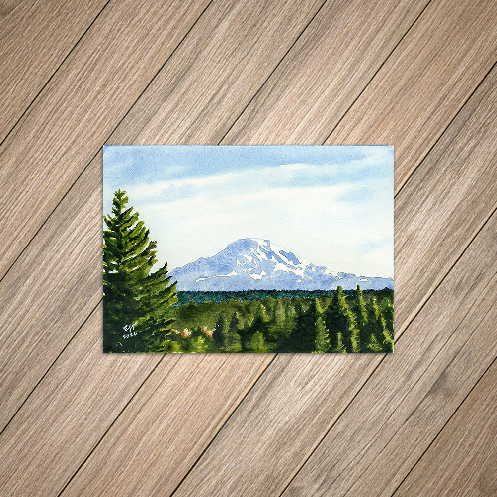 Mt. Rainier in the Afternoon • Giclée Art Print from Watercolor Original • 5"x7"