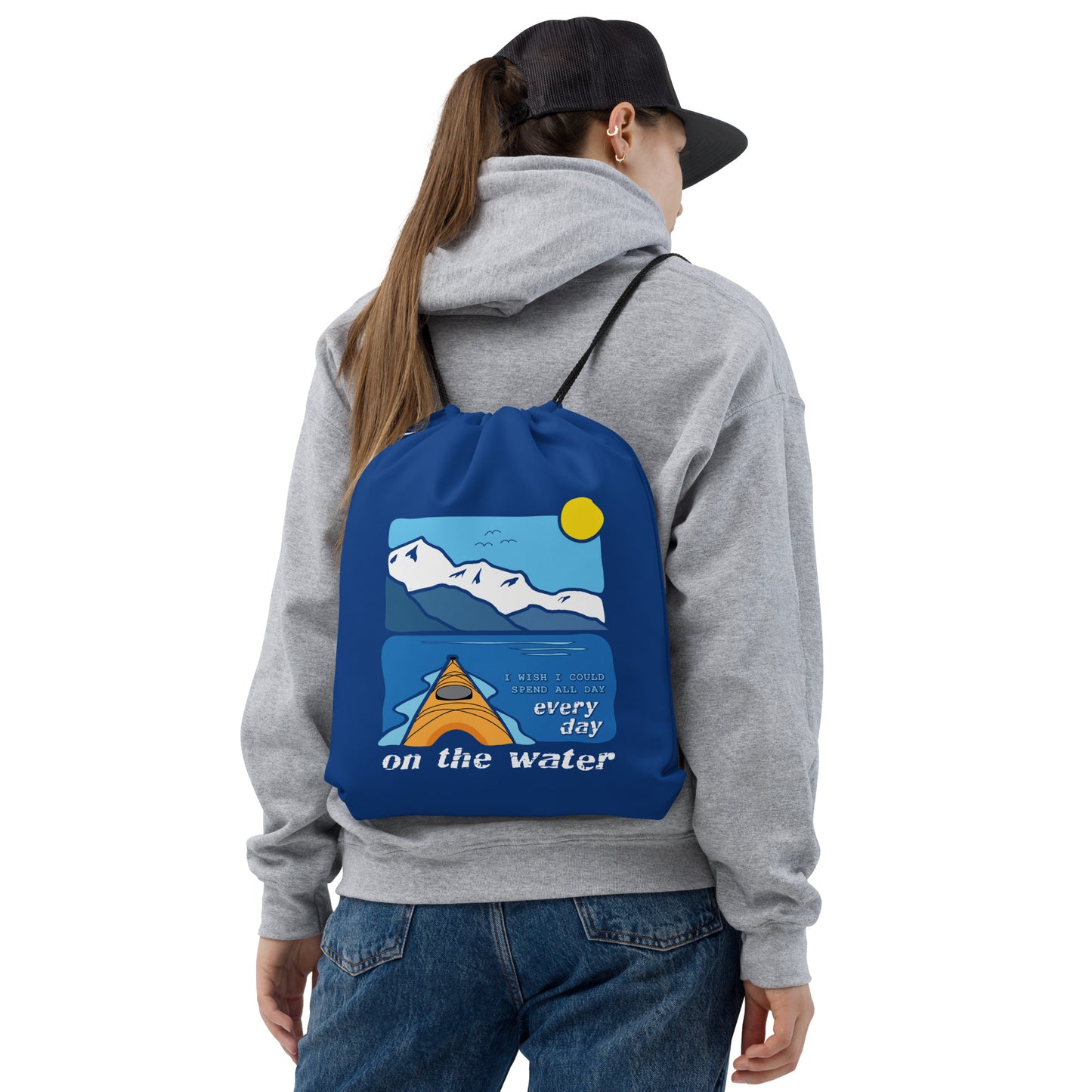 I wish I could spend all day every day on the water • Kayaking • Drawstring bag