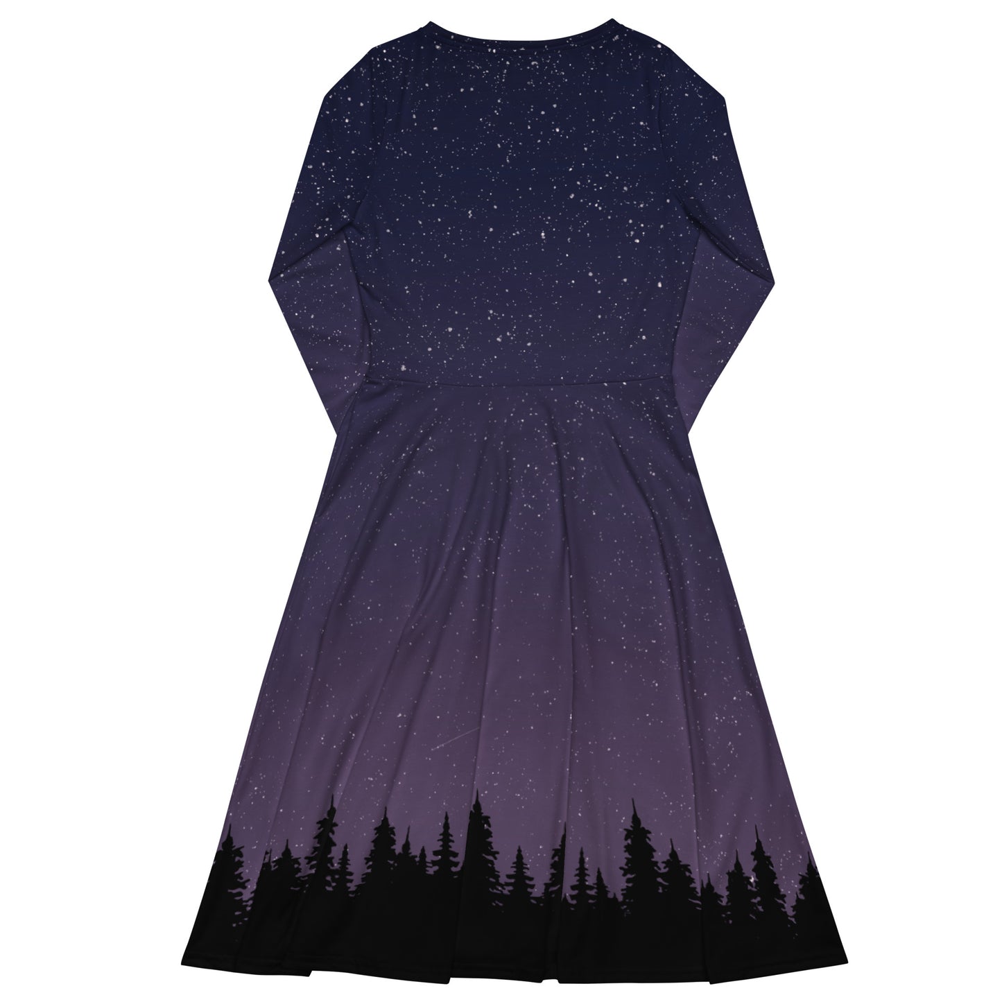 Starry Night in the Forest • Long sleeve midi dress with pockets