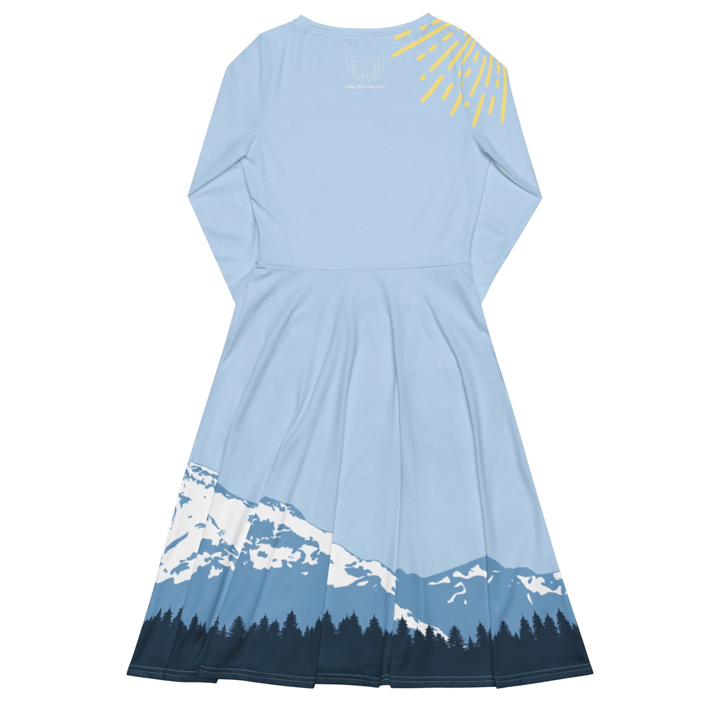 Mt. Rainier • Mountain Summer Sun Dress • Long Sleeve Midi Dress with Pockets