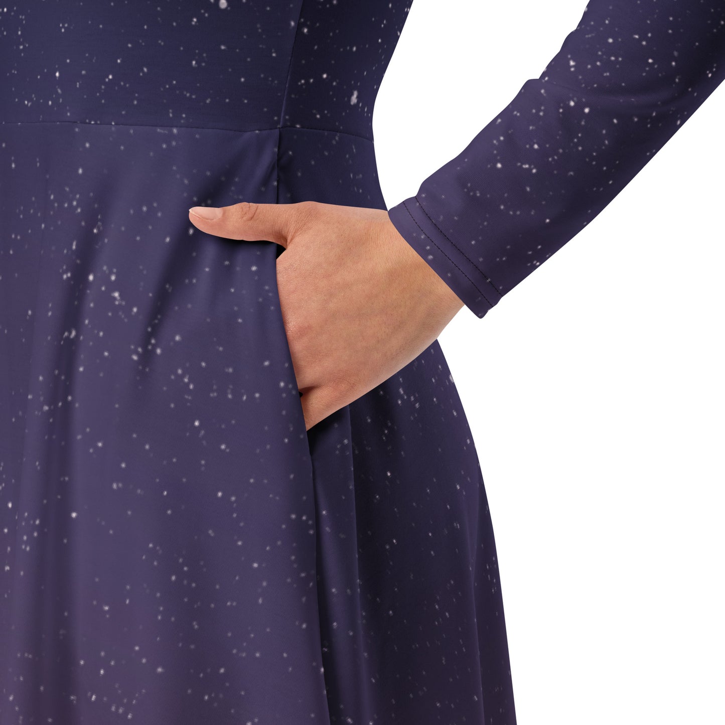 Starry Night in the Forest • Long sleeve midi dress with pockets