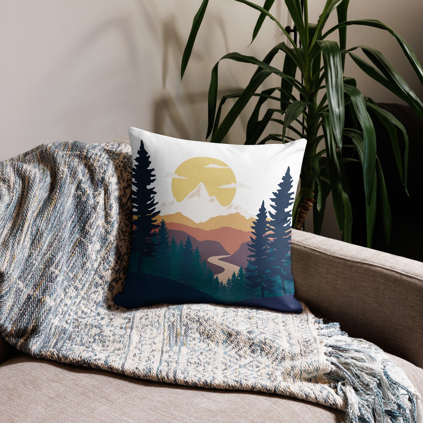 Mountain Sunset • Premium Throw Pillow