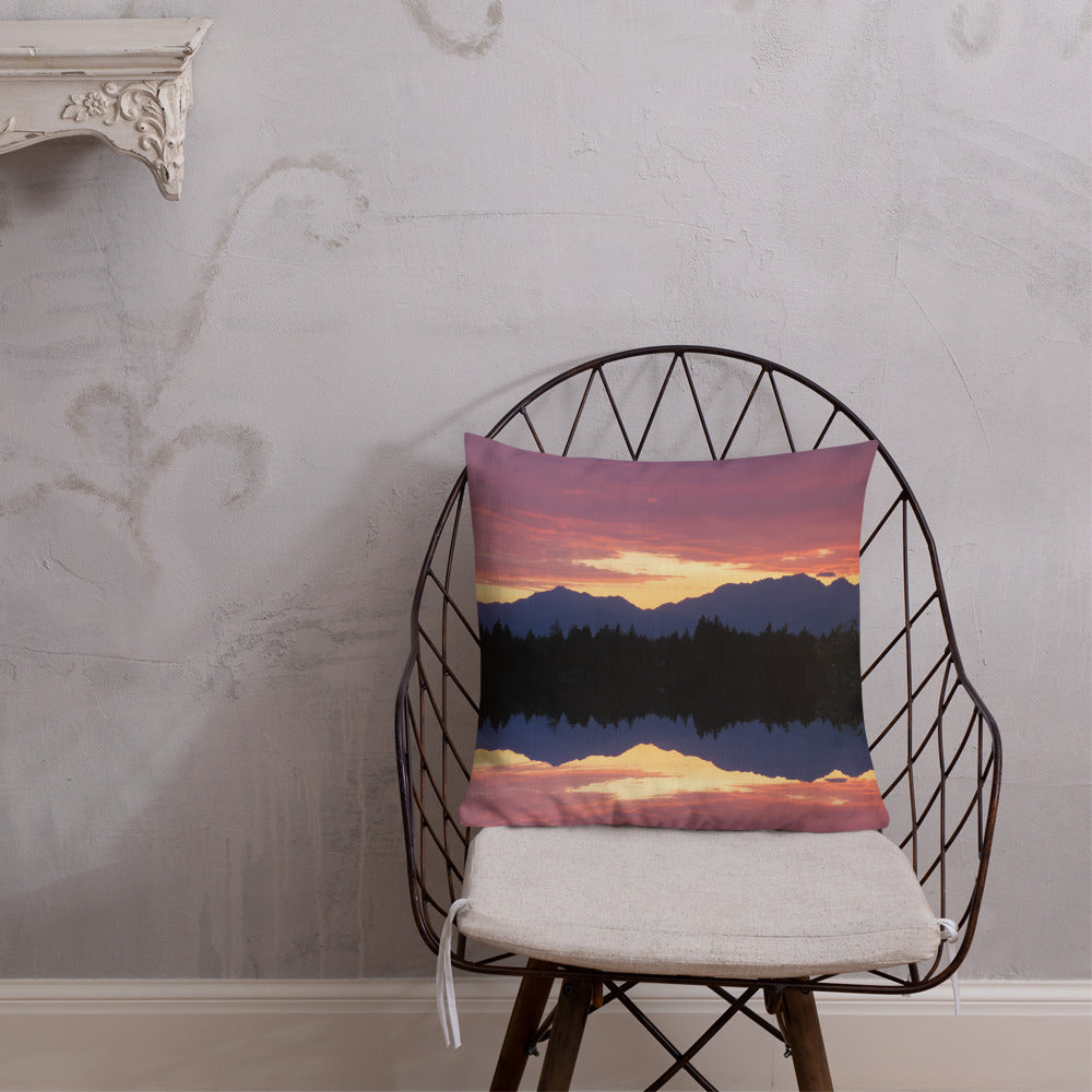 Olympic Mountain Sunset • Premium Throw Pillow