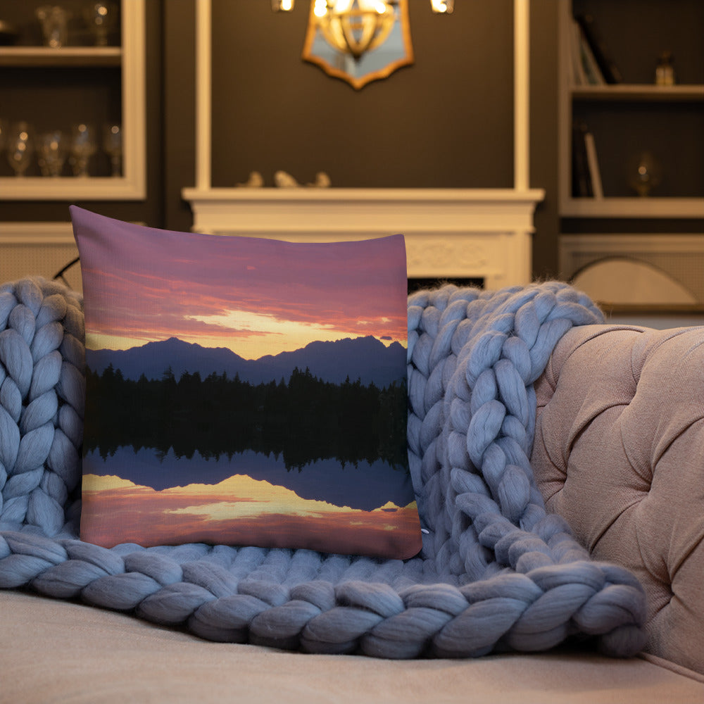 Olympic Mountain Sunset • Premium Throw Pillow