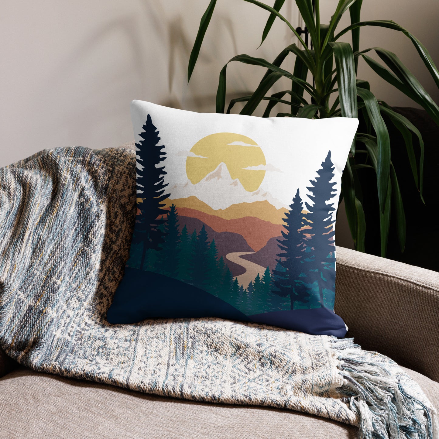 Mountain Sunset • Premium Throw Pillow