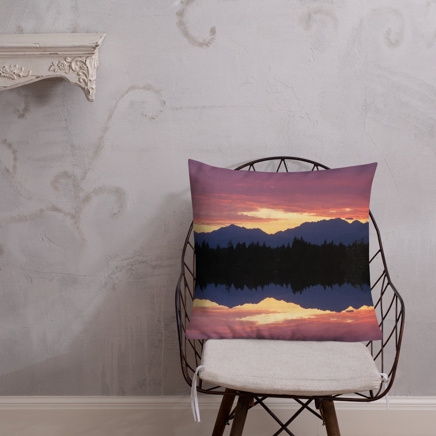 Olympic Mountain Sunset • Premium Throw Pillow