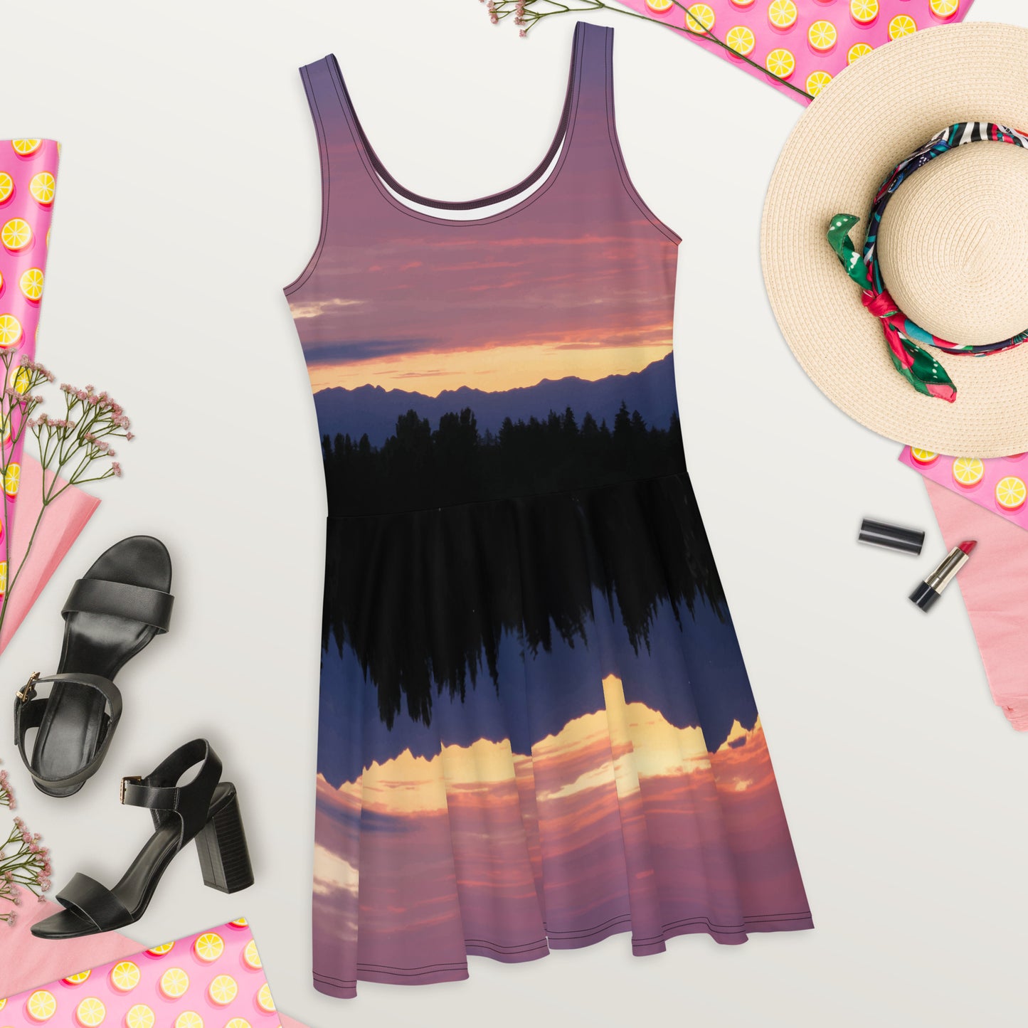 Olympic Mountain Sunset • Skater Dress