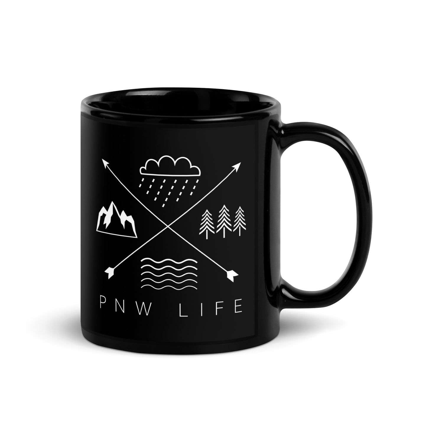 PNW LIFE • Black Glossy Mug