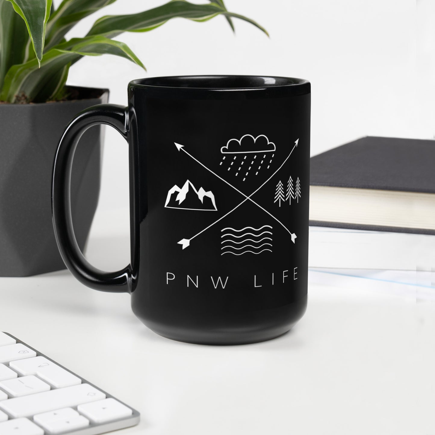 PNW LIFE • Black Glossy Mug