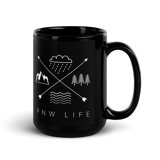 PNW LIFE • Black Glossy Mug