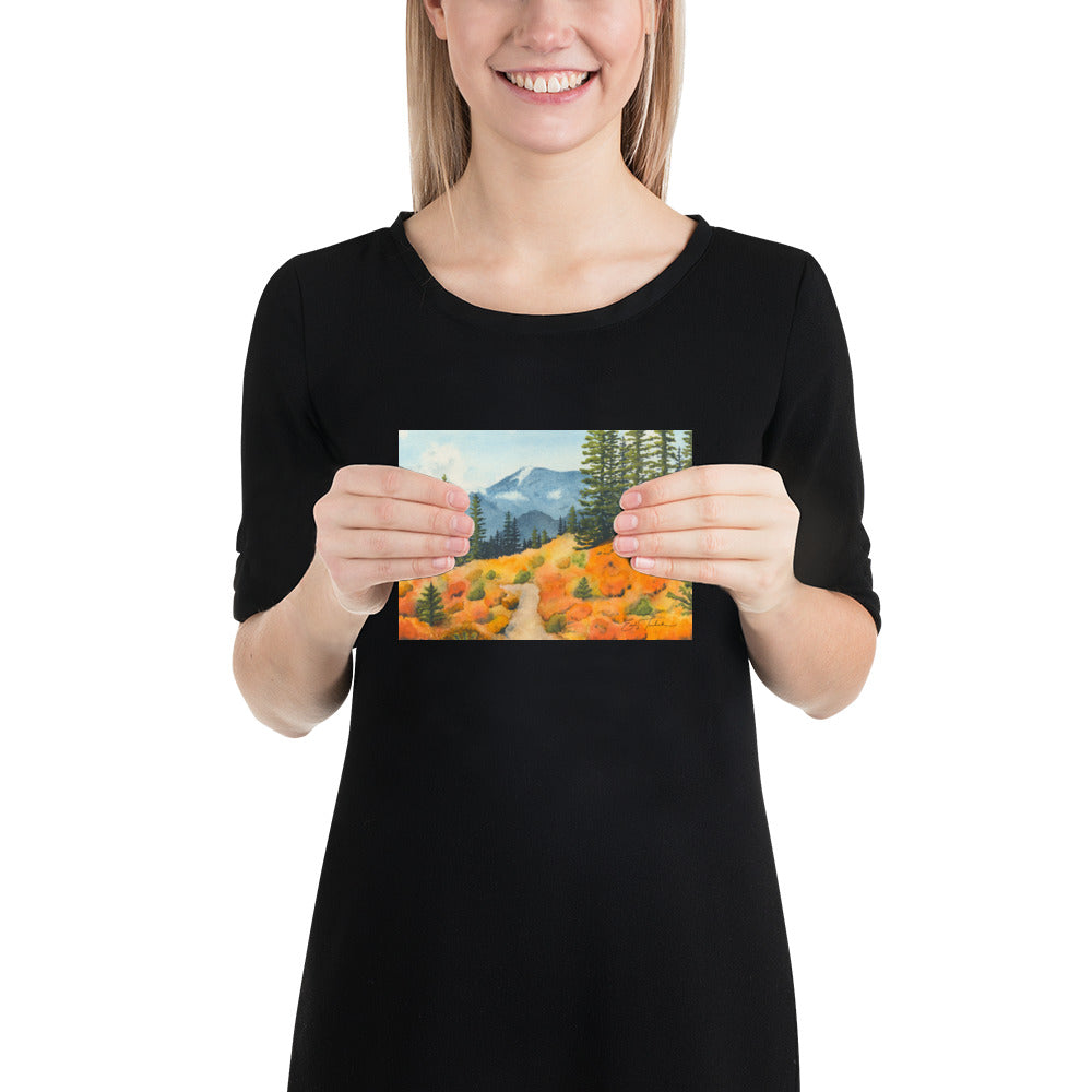 Mount Rainier National Park Trail through Autumn Colors • Giclée Art Print from Watercolor Original (5"x7", 8"x10")