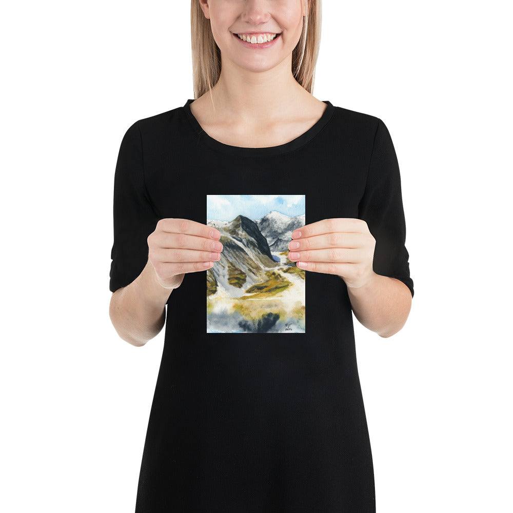 Glacier Bay National Park, Alaska Mountain Painting • Giclée Art Print from Watercolor Original (5"x7")