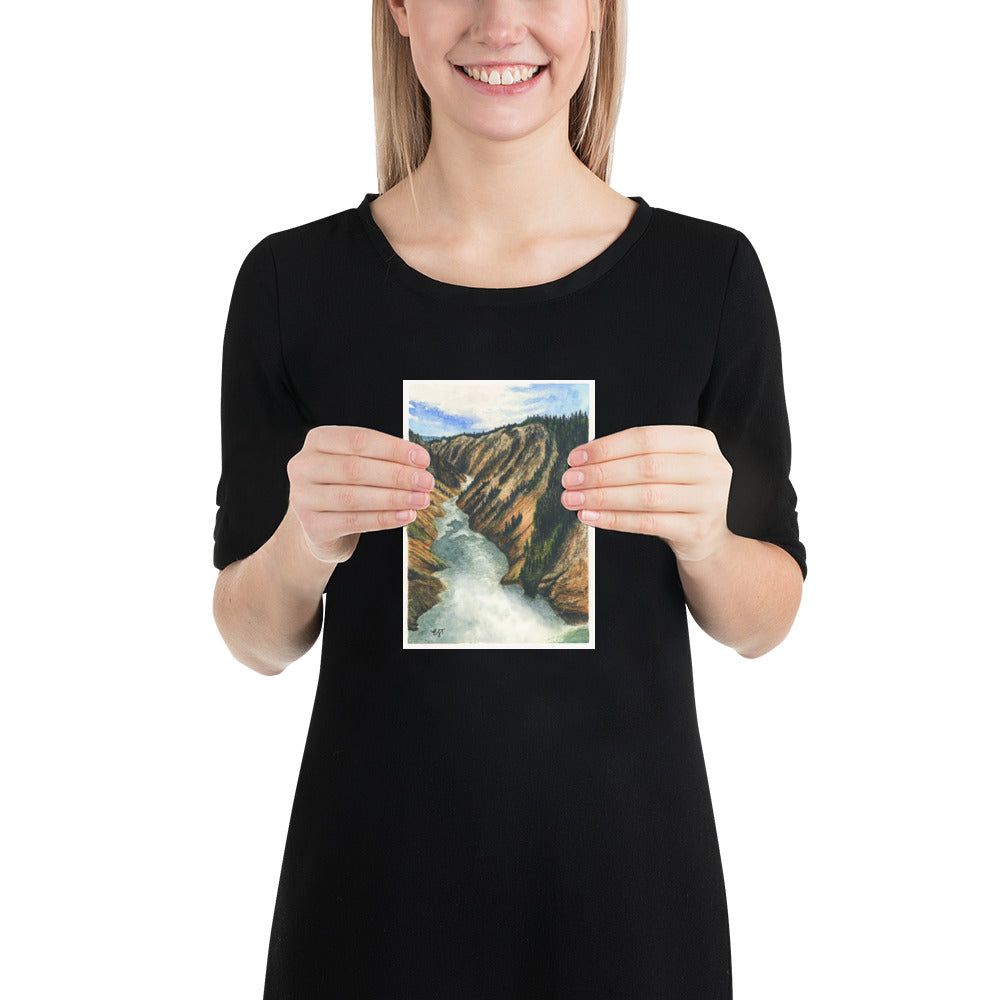 Yellowstone River at Lower Falls • Yellowstone National Park Painting • Giclée Art Print from Watercolor Original