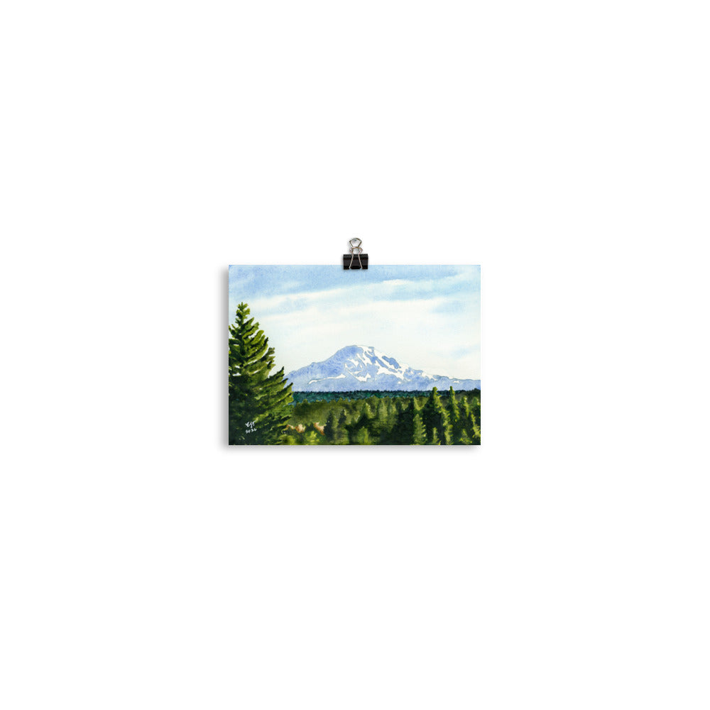 Mt. Rainier in the Afternoon • Giclée Art Print from Watercolor Original • 5"x7"