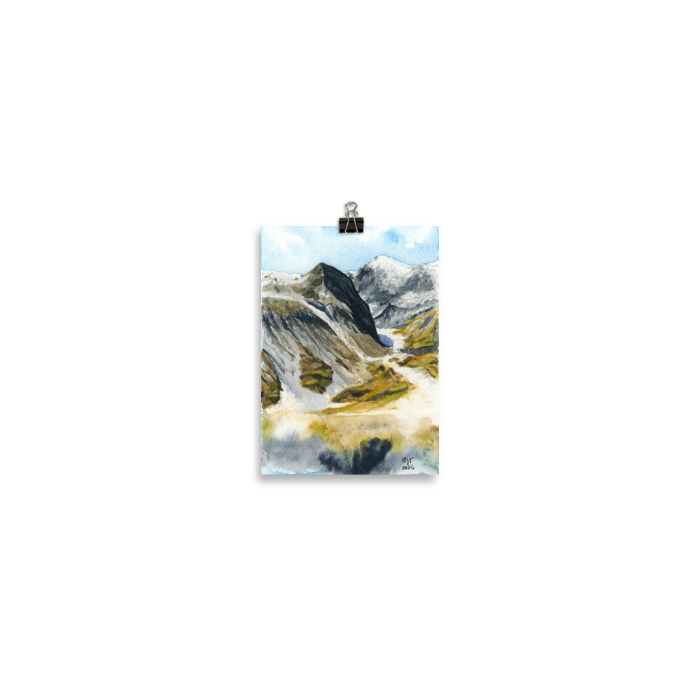 Glacier Bay National Park, Alaska Mountain Painting • Giclée Art Print from Watercolor Original (5"x7")