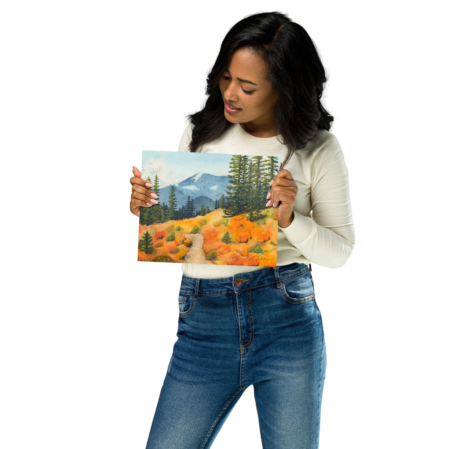 Mount Rainier National Park Trail through Autumn Colors • Giclée Art Print from Watercolor Original (5"x7", 8"x10")