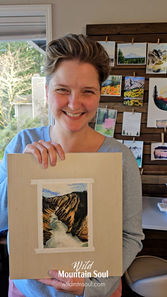 Yellowstone River at Lower Falls • Yellowstone National Park Painting • Giclée Art Print from Watercolor Original