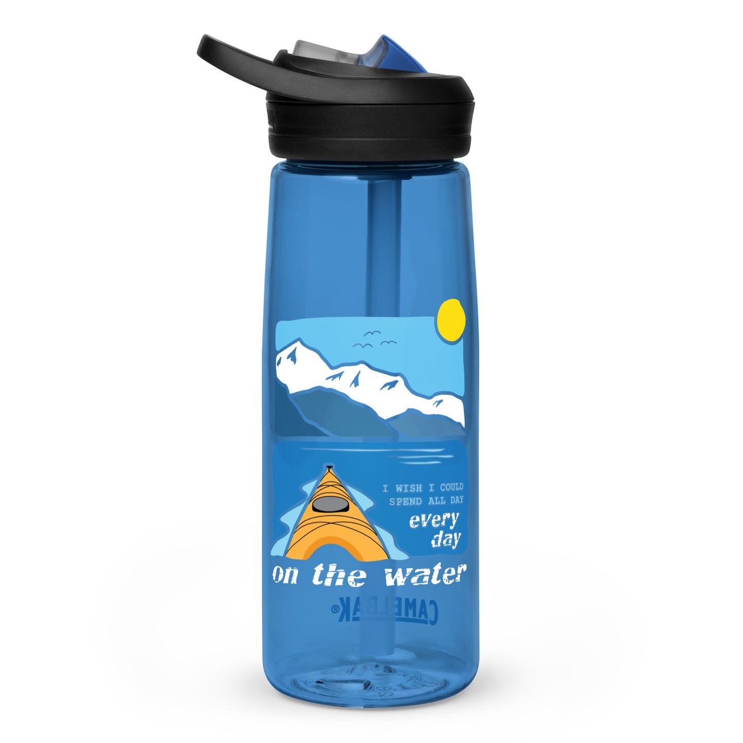 I wish I could spend all day every day on the water • Kayaking • 25oz Sports water bottle