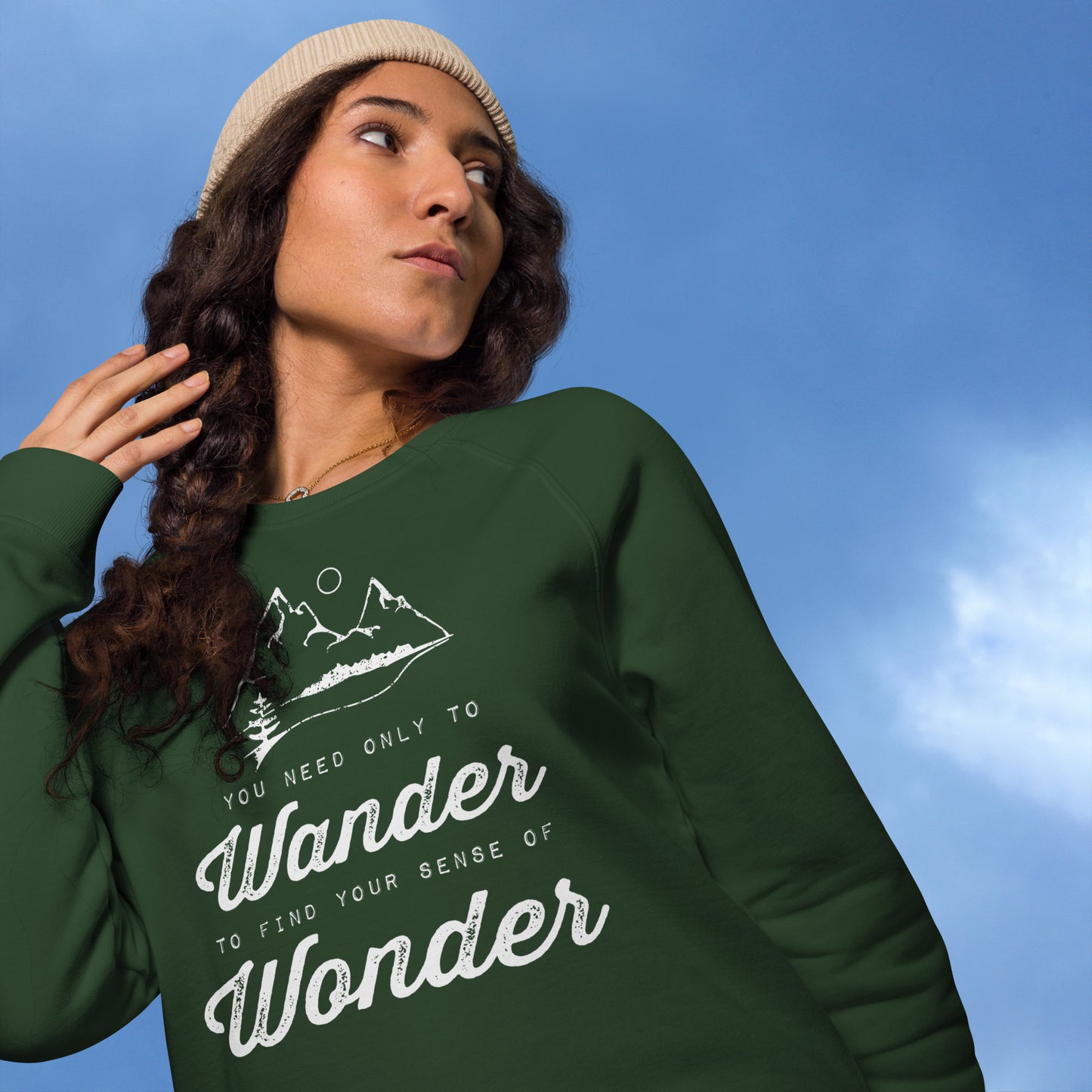 Wander to Wonder • Organic raglan sweatshirt