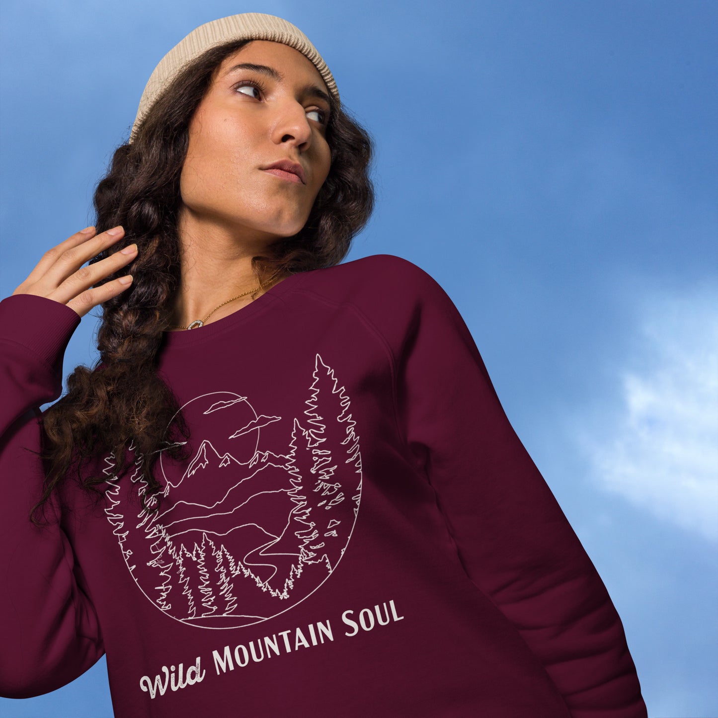 Wild Mountain Soul Graphic Sweatshirt • Soft and Thick Organic Raglan Sweatshirt