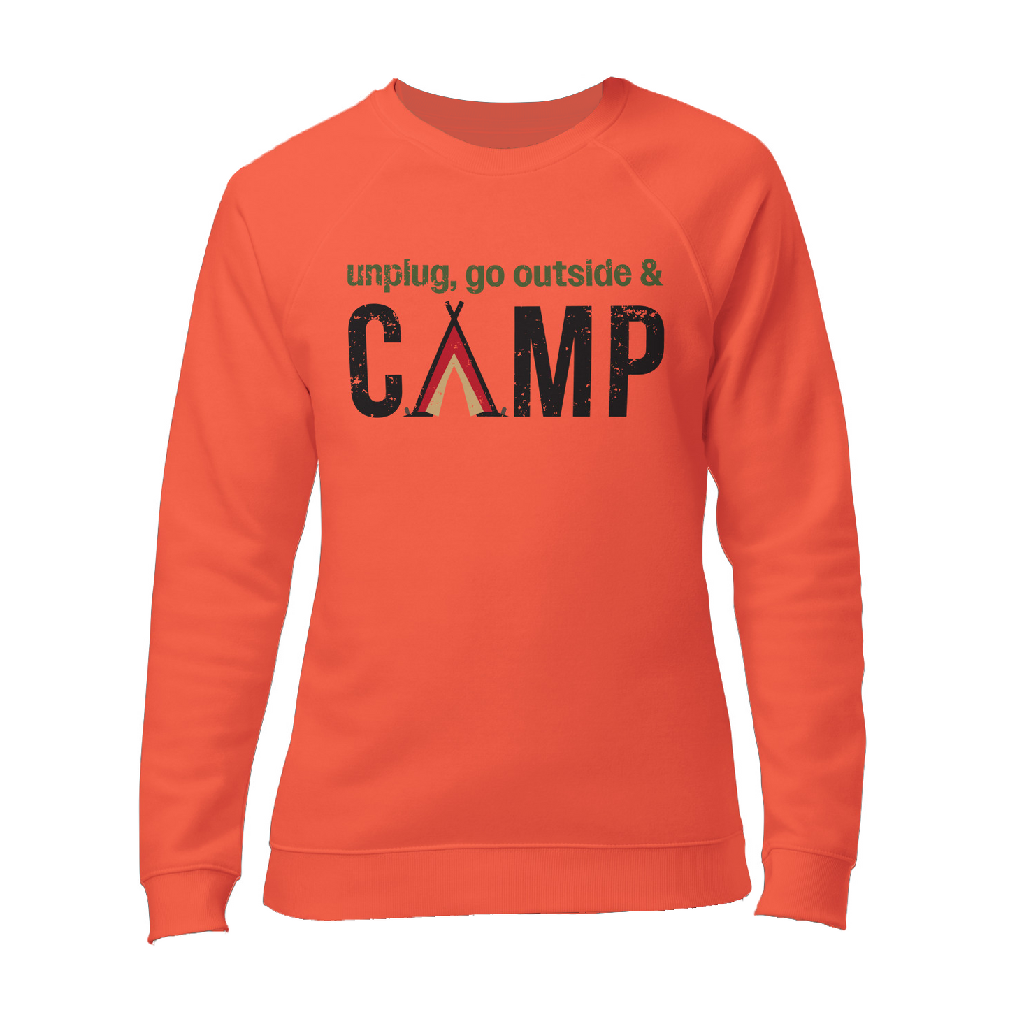 Unplug, Go Outside, & Camp • Soft and Thick Organic Raglan Sweatshirt