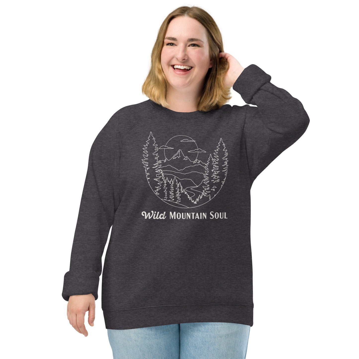 Wild Mountain Soul Graphic Sweatshirt • Soft and Thick Organic Raglan Sweatshirt