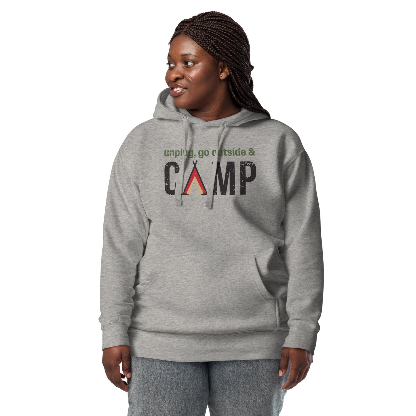 Unplug, Go Outside, & Camp • Premium Hoodie