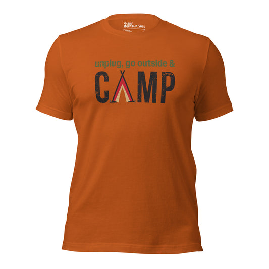 Unplug, Go Outside, & Camp • Short Sleeve Jersey T-Shirt