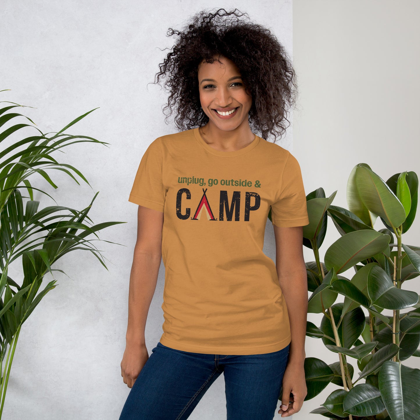 Unplug, Go Outside, & Camp • Short Sleeve Jersey T-Shirt