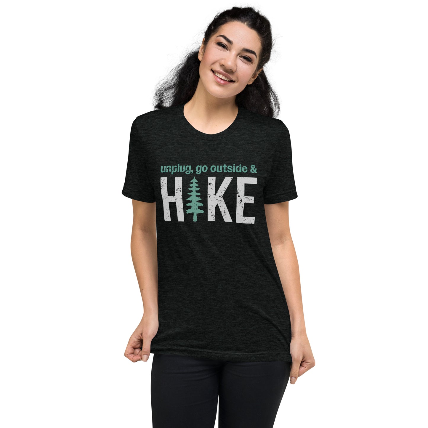 Unplug, Go Outside, & Hike • Tri-Blend Short Sleeve T-Shirt