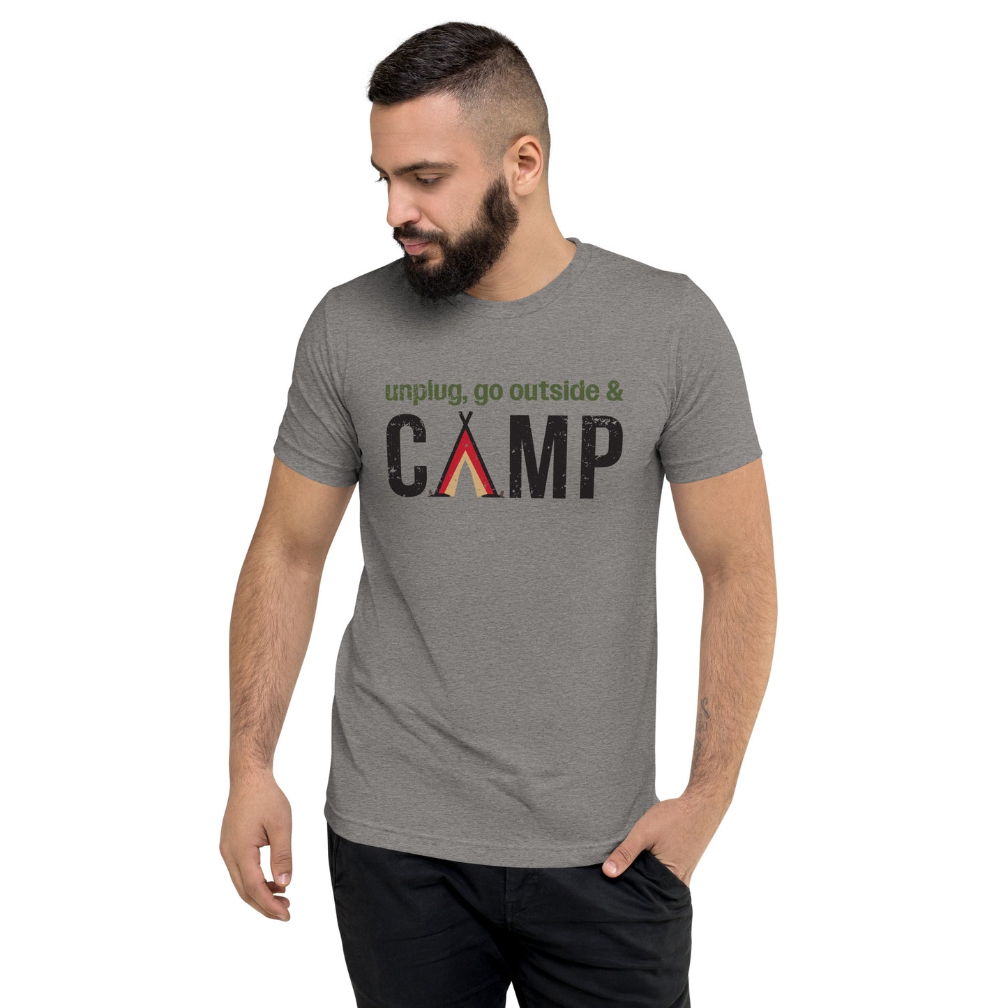 Unplug, Go Outside, & Camp • Tri-Blend Short Sleeve T-Shirt