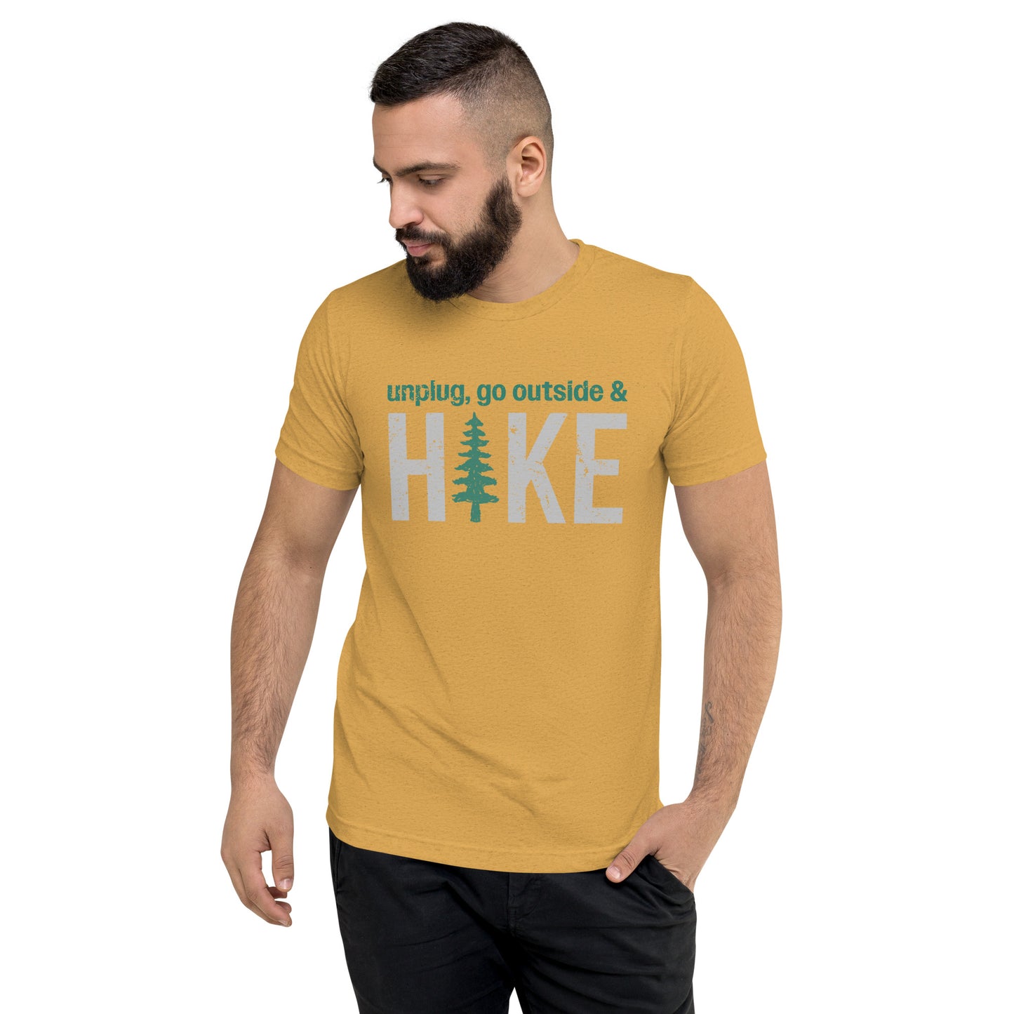 Unplug, Go Outside, & Hike • Tri-Blend Short Sleeve T-Shirt