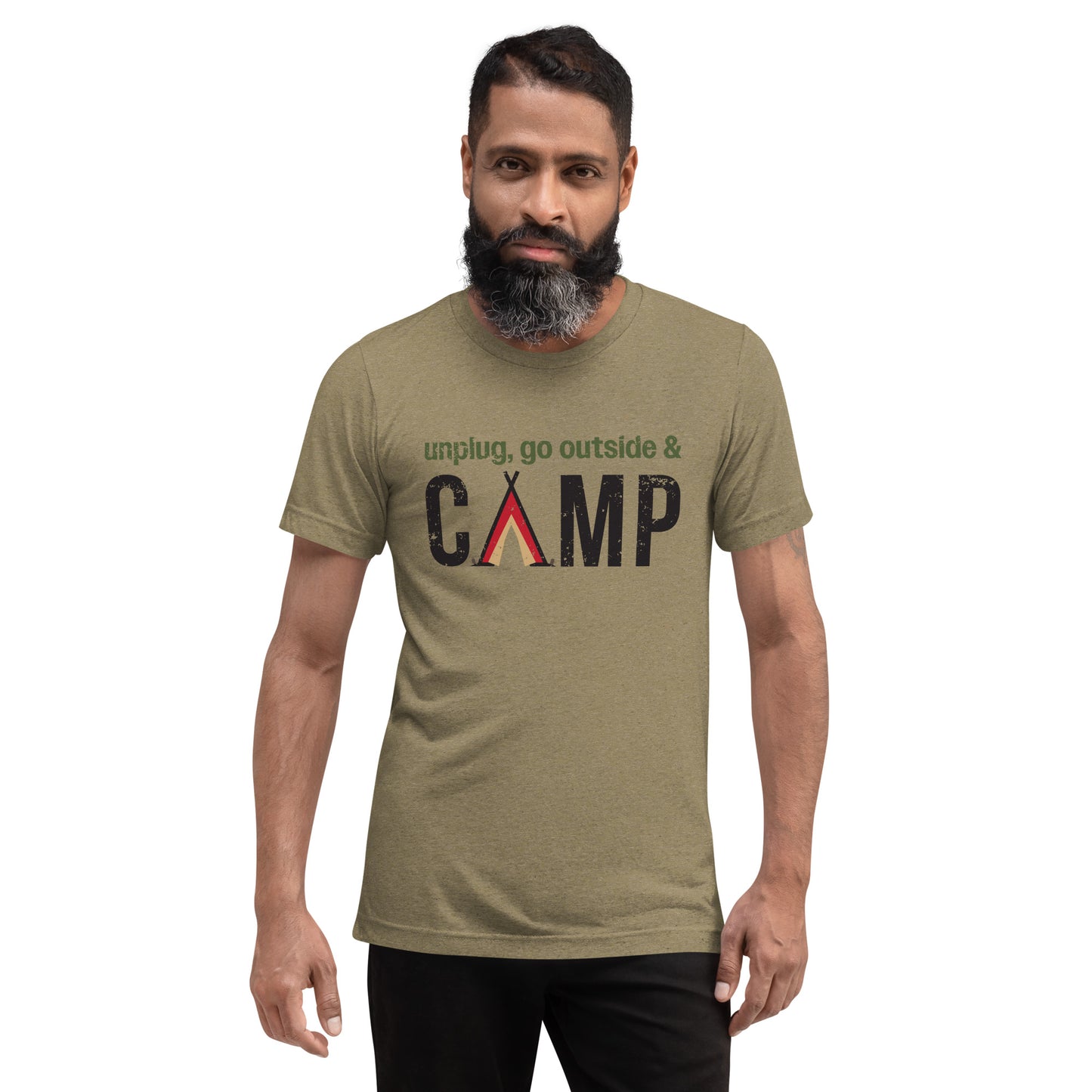 Unplug, Go Outside, & Camp • Tri-Blend Short Sleeve T-Shirt