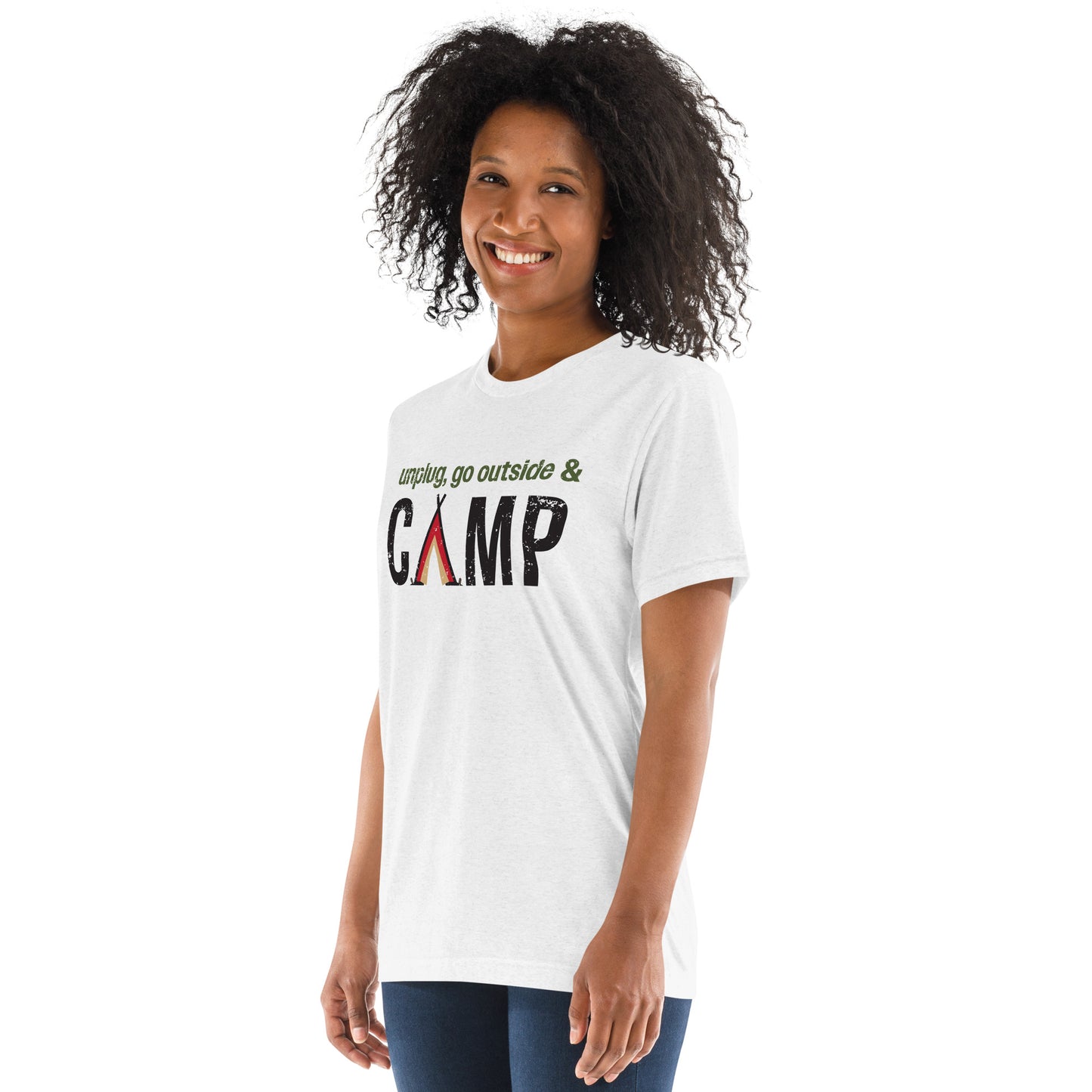 Unplug, Go Outside, & Camp • Tri-Blend Short Sleeve T-Shirt